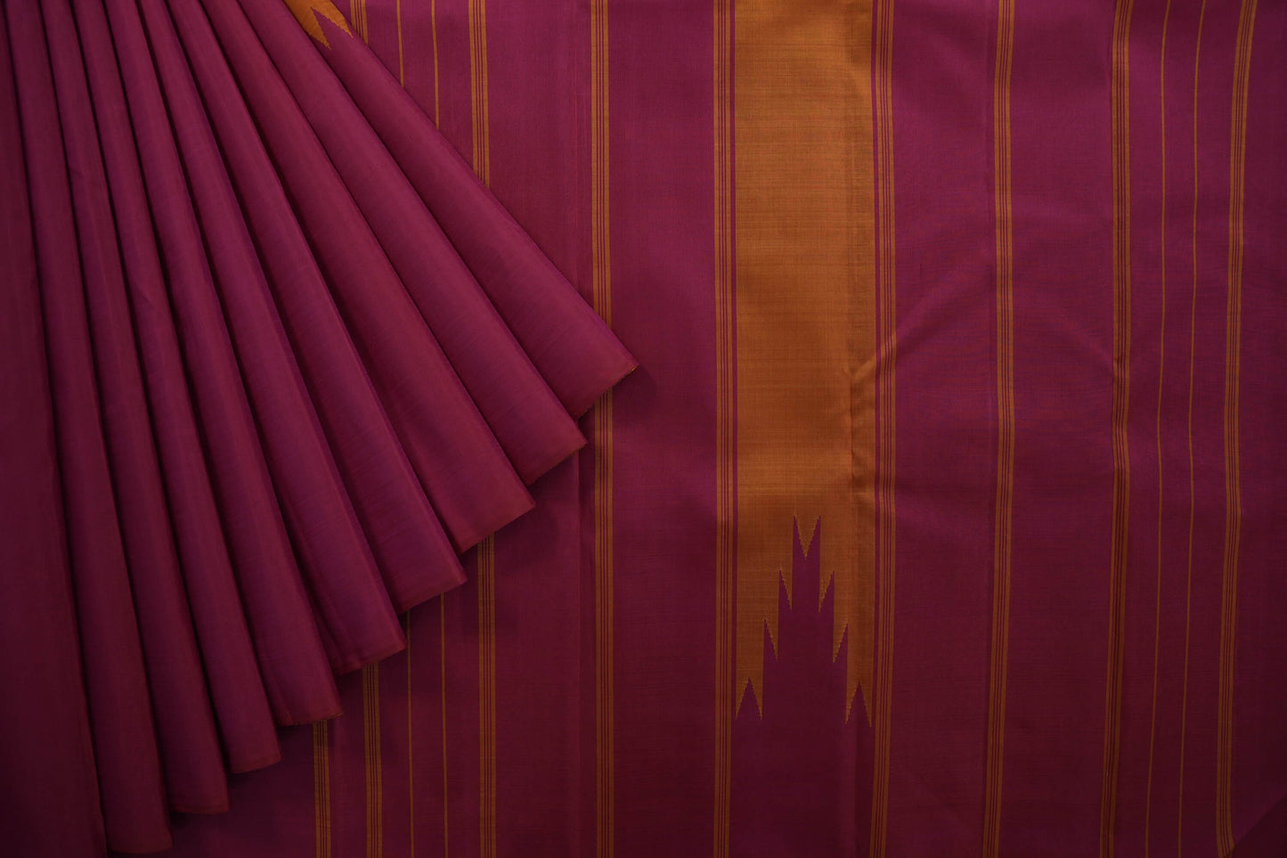 Rust orange kanchipuram silk saree