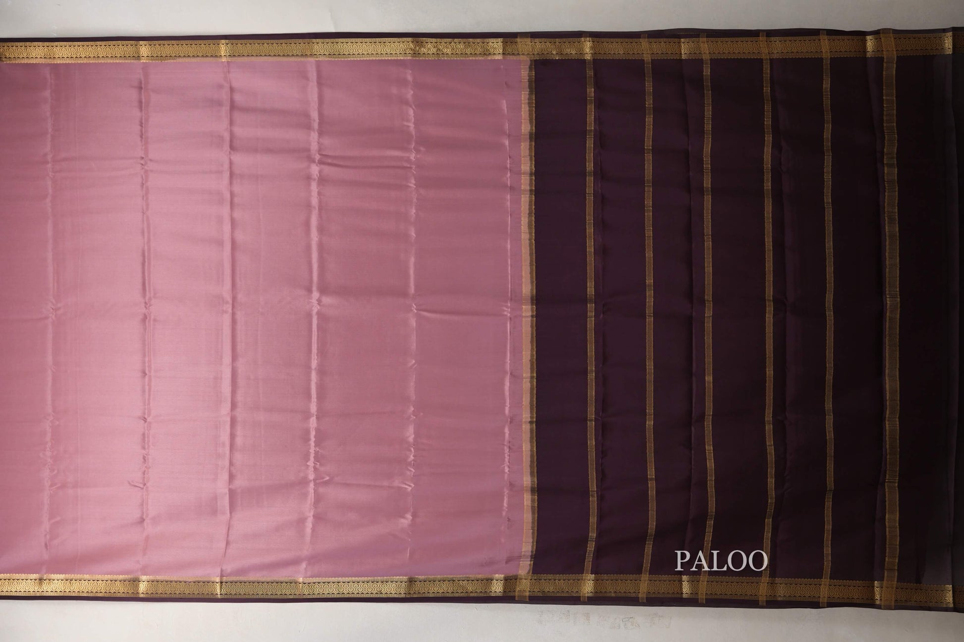 Dusty Rose Pink Mysore Silk Saree  paloo