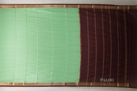 Pastel Pistachio Green Mysore Silk Saree paloo
