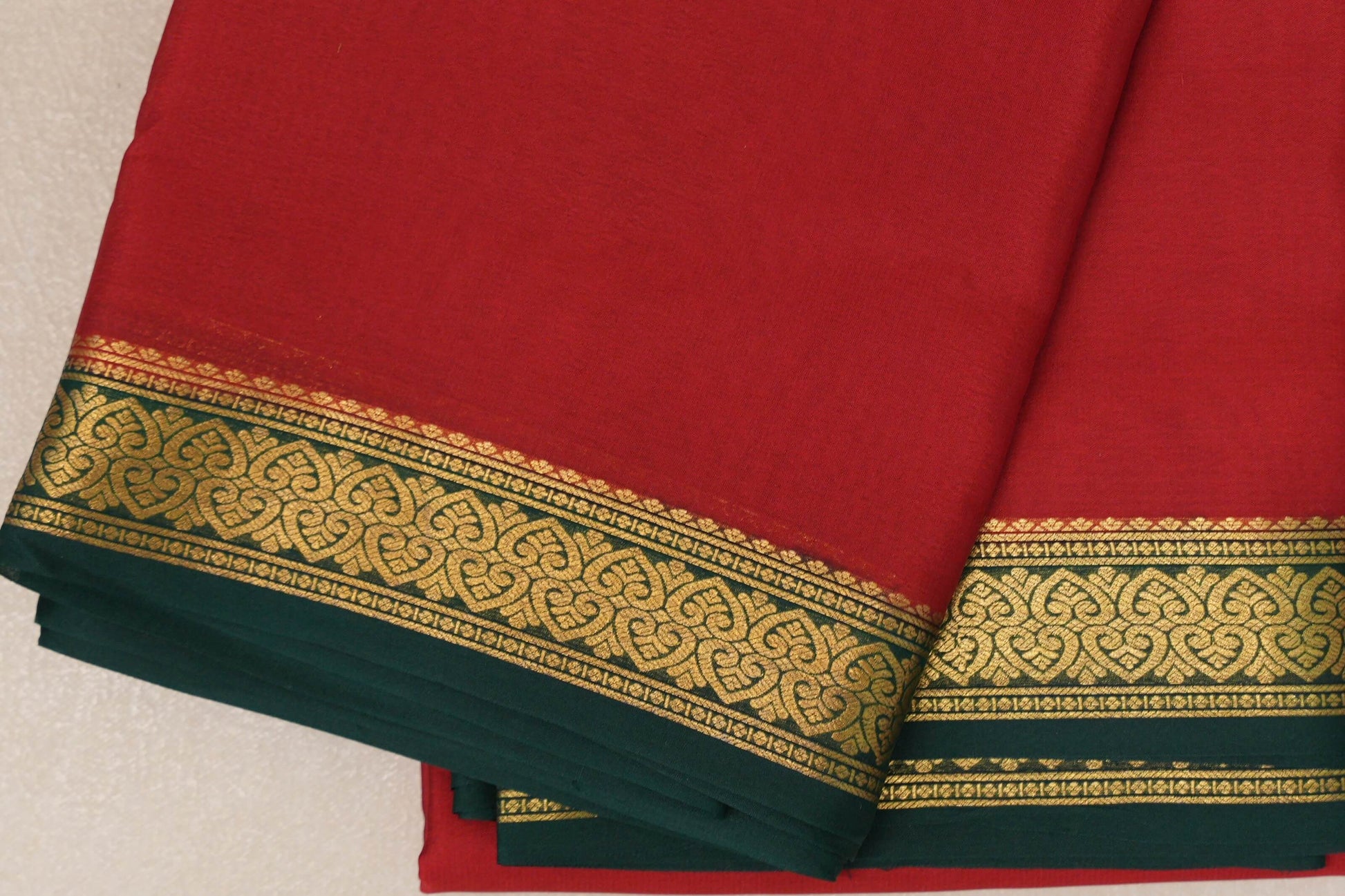 Red Mysore Silk Saree border zoom