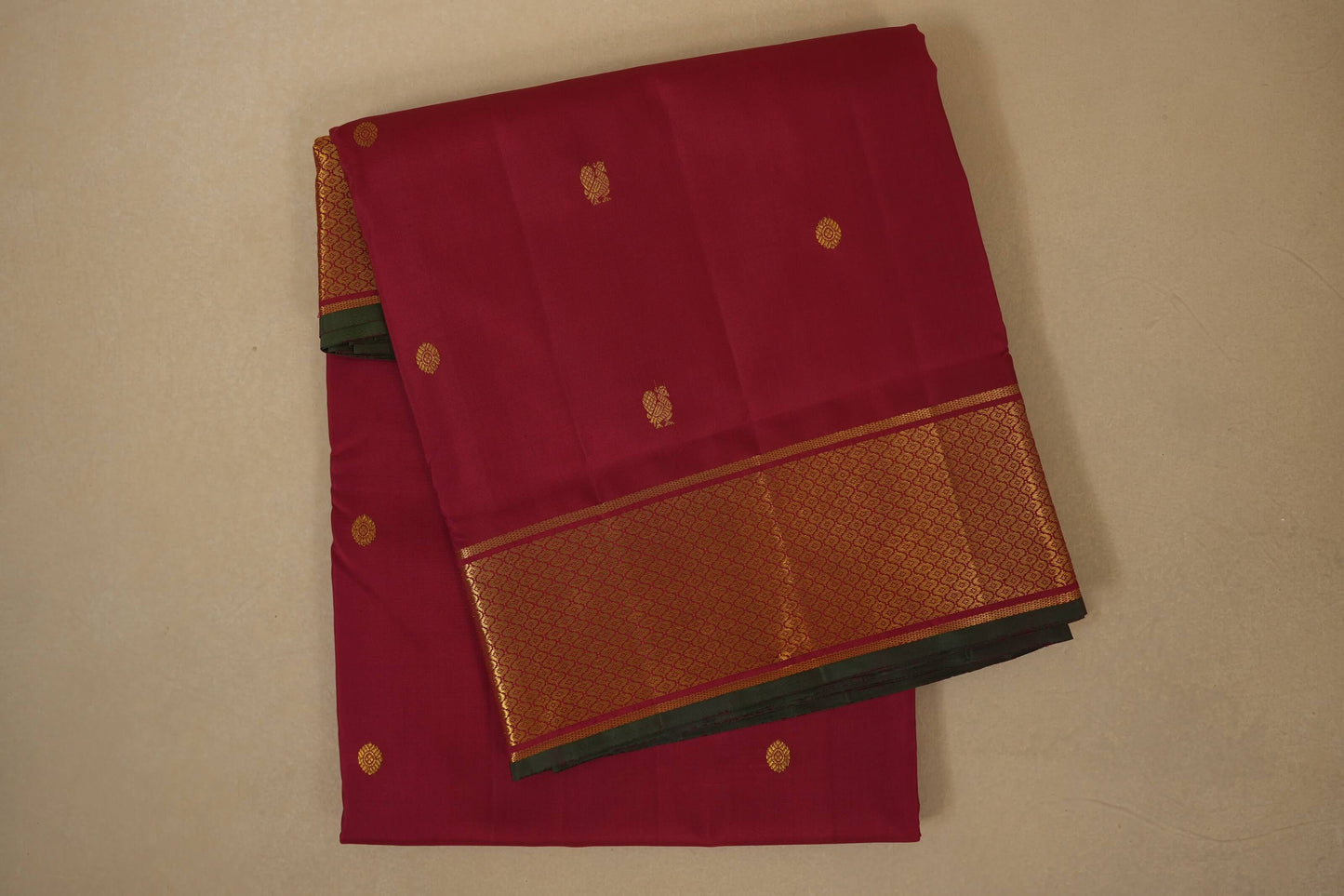 Maroon with green selvedge Ten yards silk saree by Shreenivas silks PSSR017979i