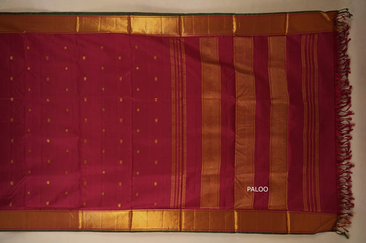 Maroon with green selvedge Ten yards silk saree by Shreenivas silks PSSR017979i