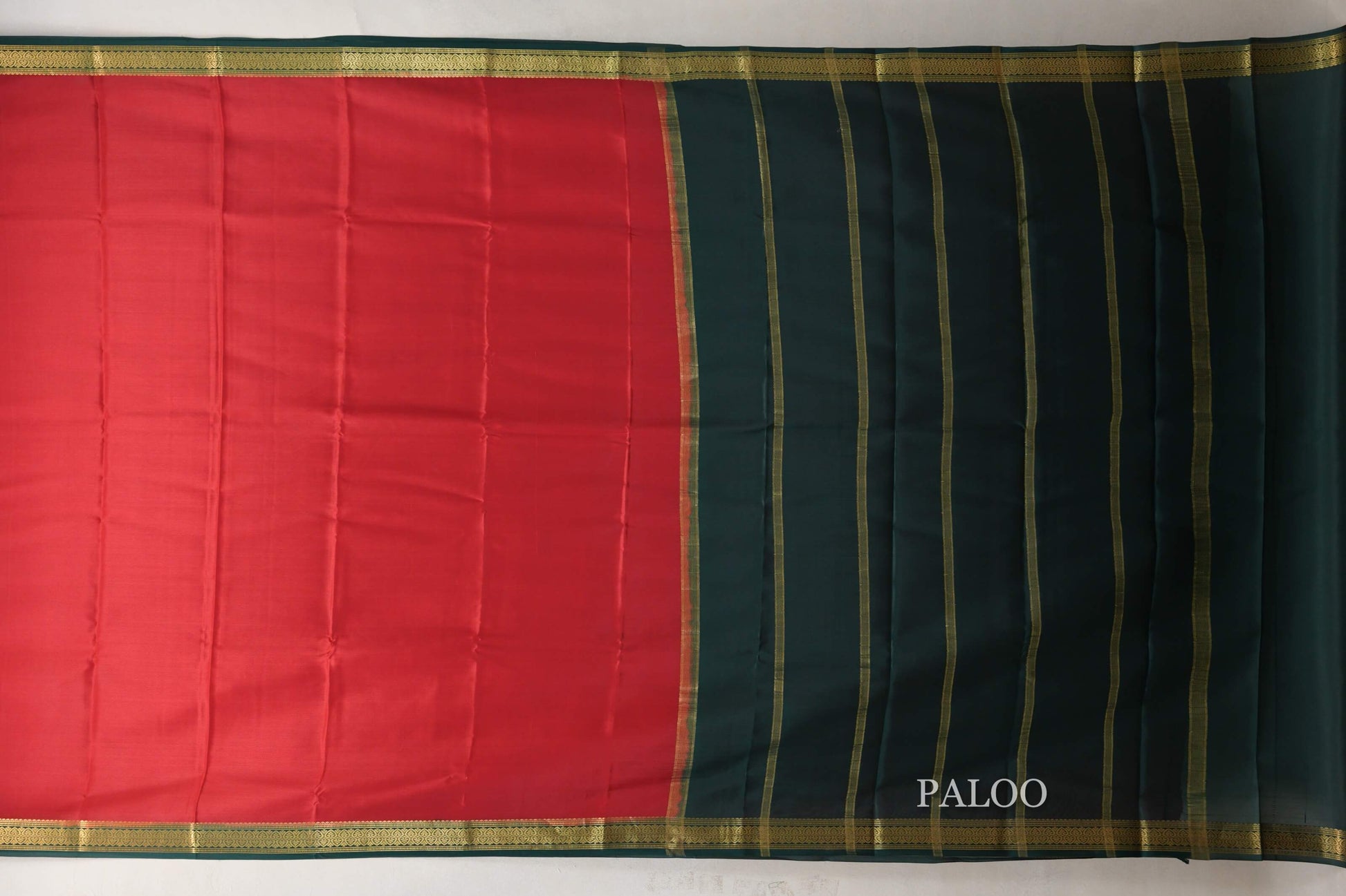 Red Mysore Silk Saree paloo