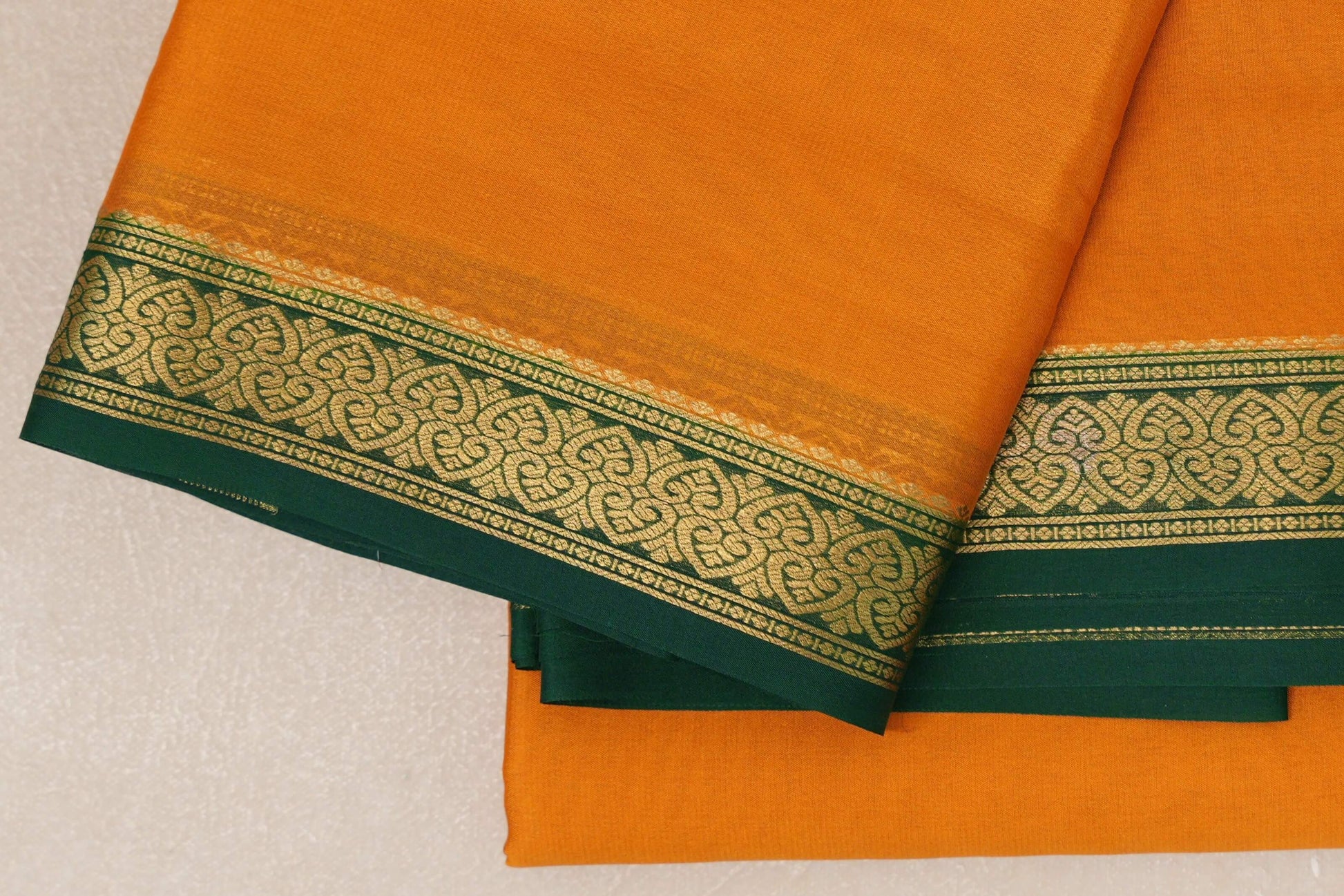 Bright Mango Yellow Mysore Silk Sareeborder zoom