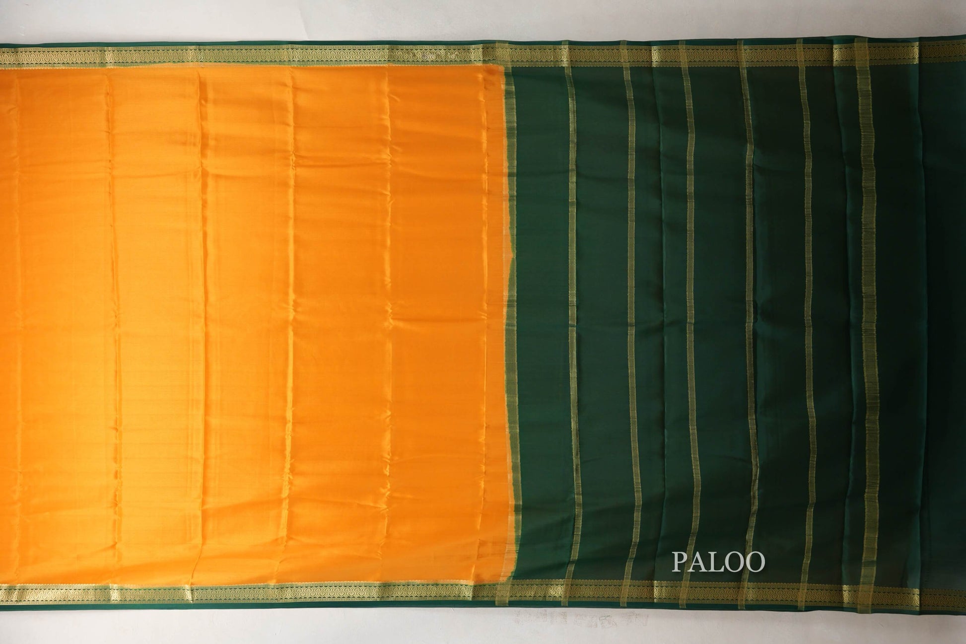 Bright Mango Yellow Mysore Silk Saree paloo