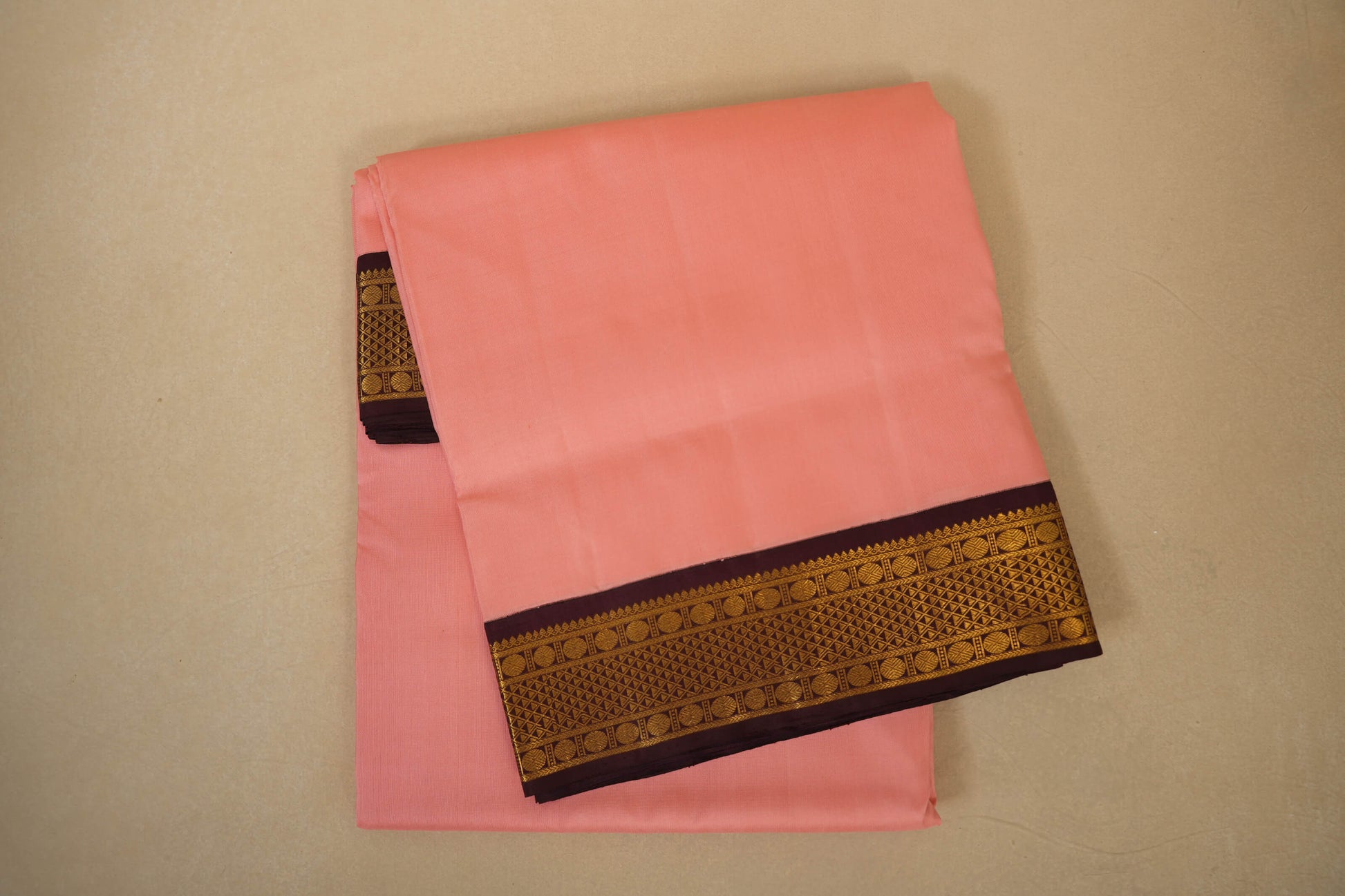 Peach ten yards madisar silk saree
