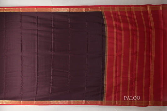 Deep Plum Mysore Silk Saree paloo