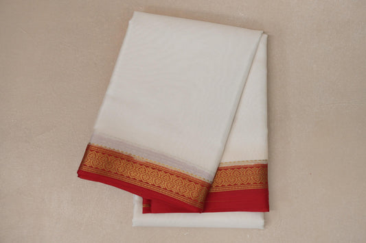 folded Milk White Mysore Silk Saree 