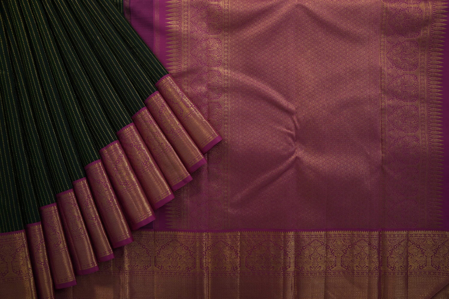 Bottle green kanchipuram silk saree