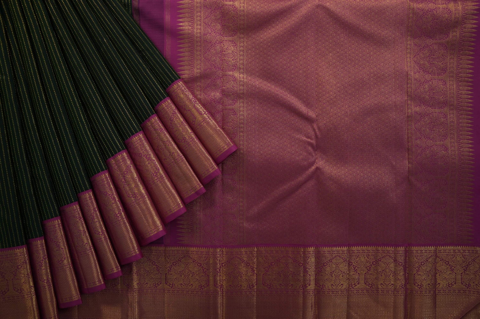 Bottle green kanchipuram silk saree