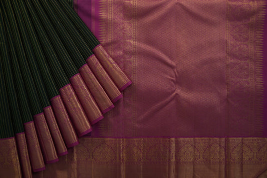 Bottle green kanchipuram silk saree