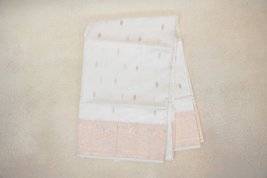 Pearl White Banarasi Silk Saree