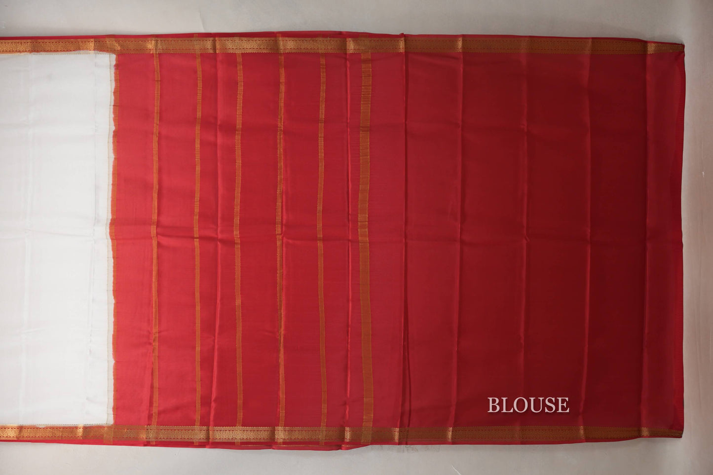 Milk White Mysore Silk Saree  blouse