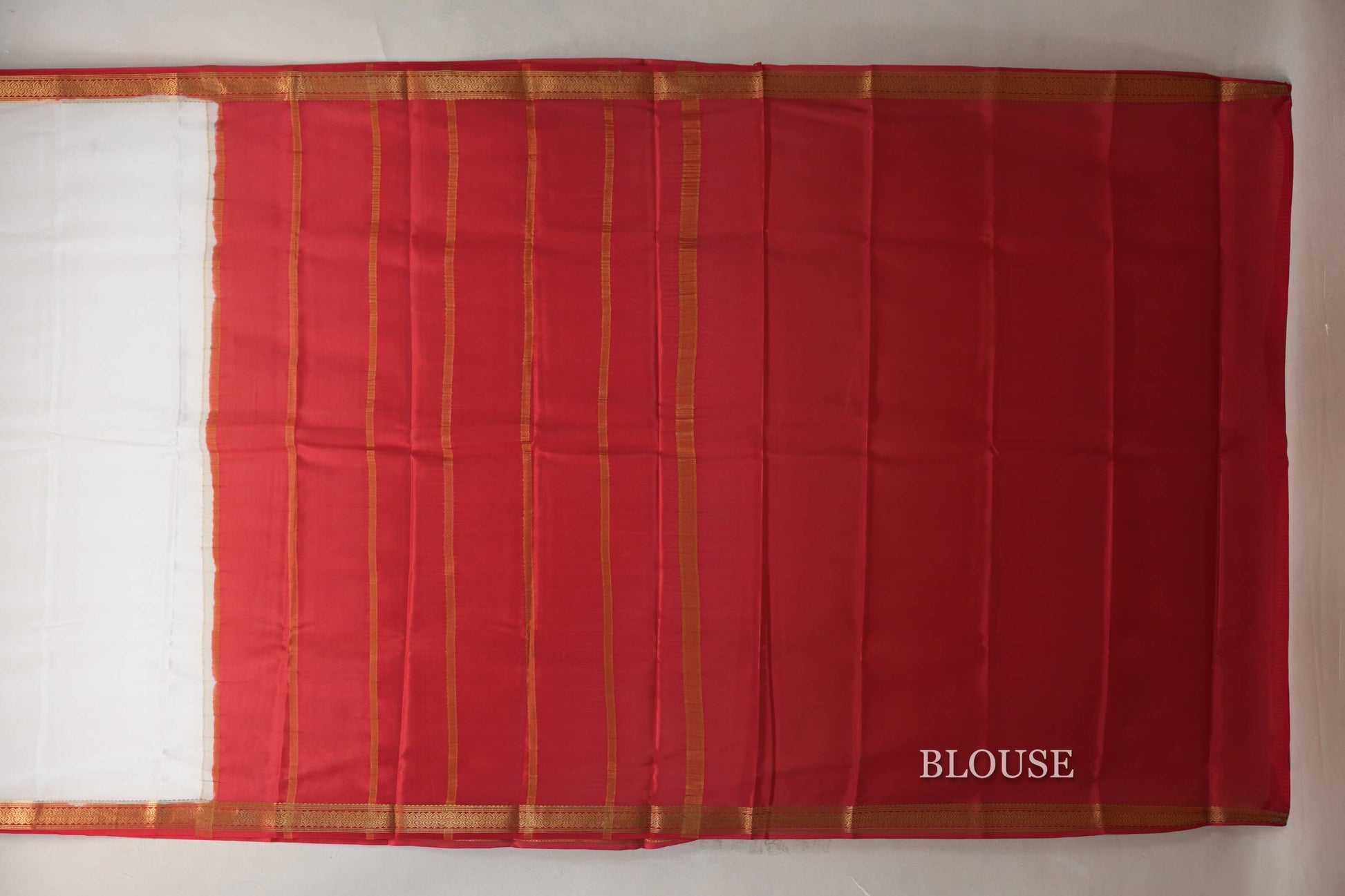 Milk White Mysore Silk Saree  blouse