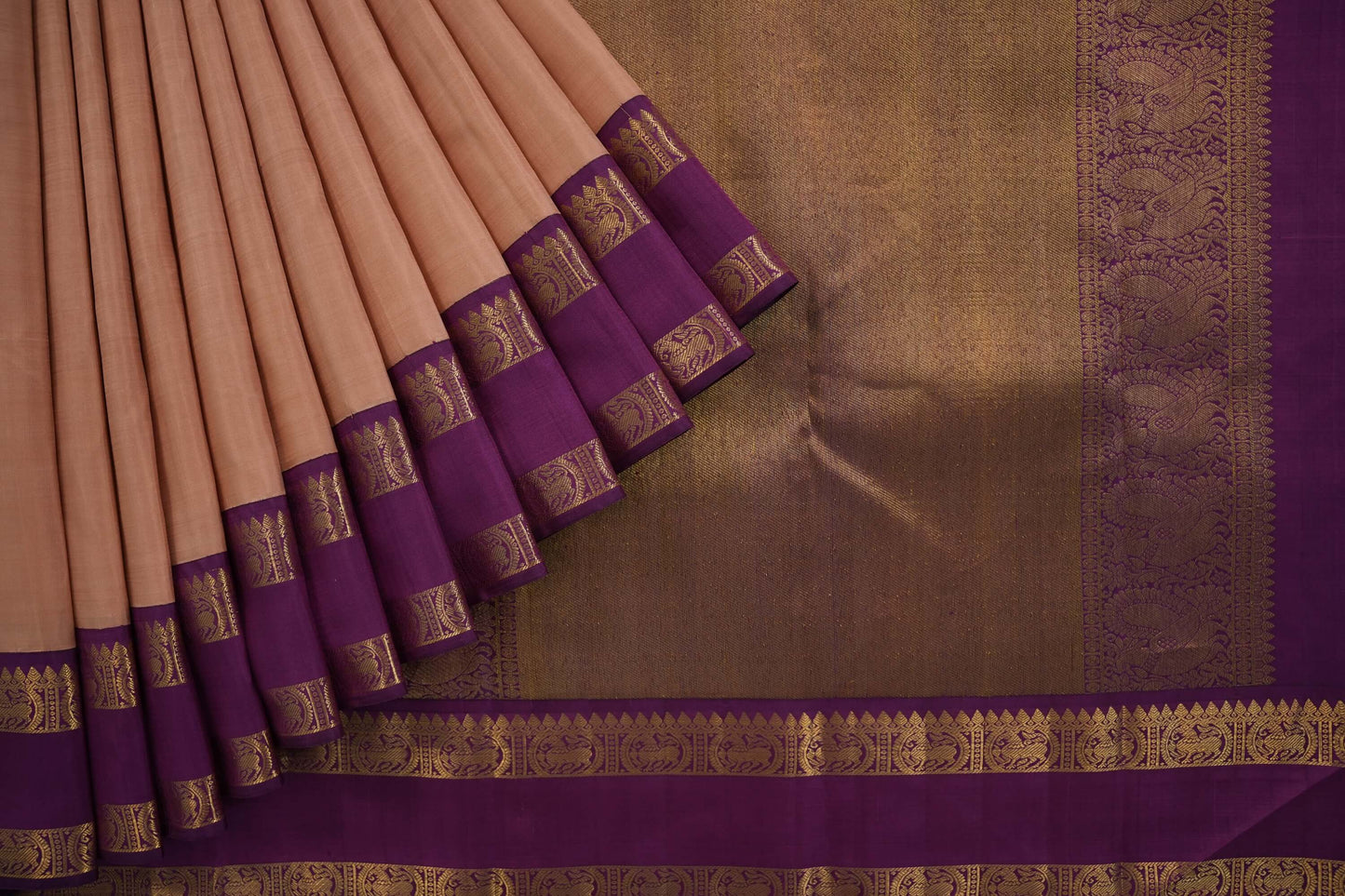 Peach kanchipuram silk saree