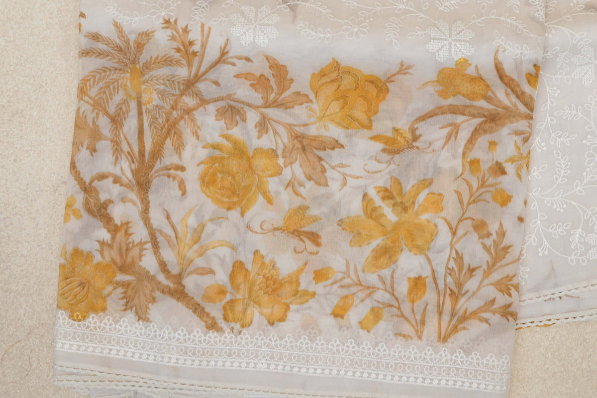 Pearl White Organza Silk Saree border
