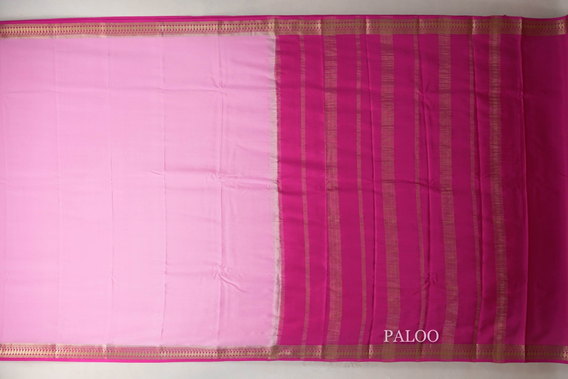 Baby Pink Mysore Silk Saree  paloo