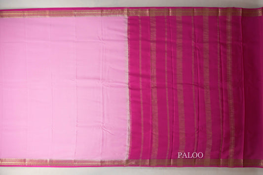 Baby Pink Mysore Silk Saree  paloo