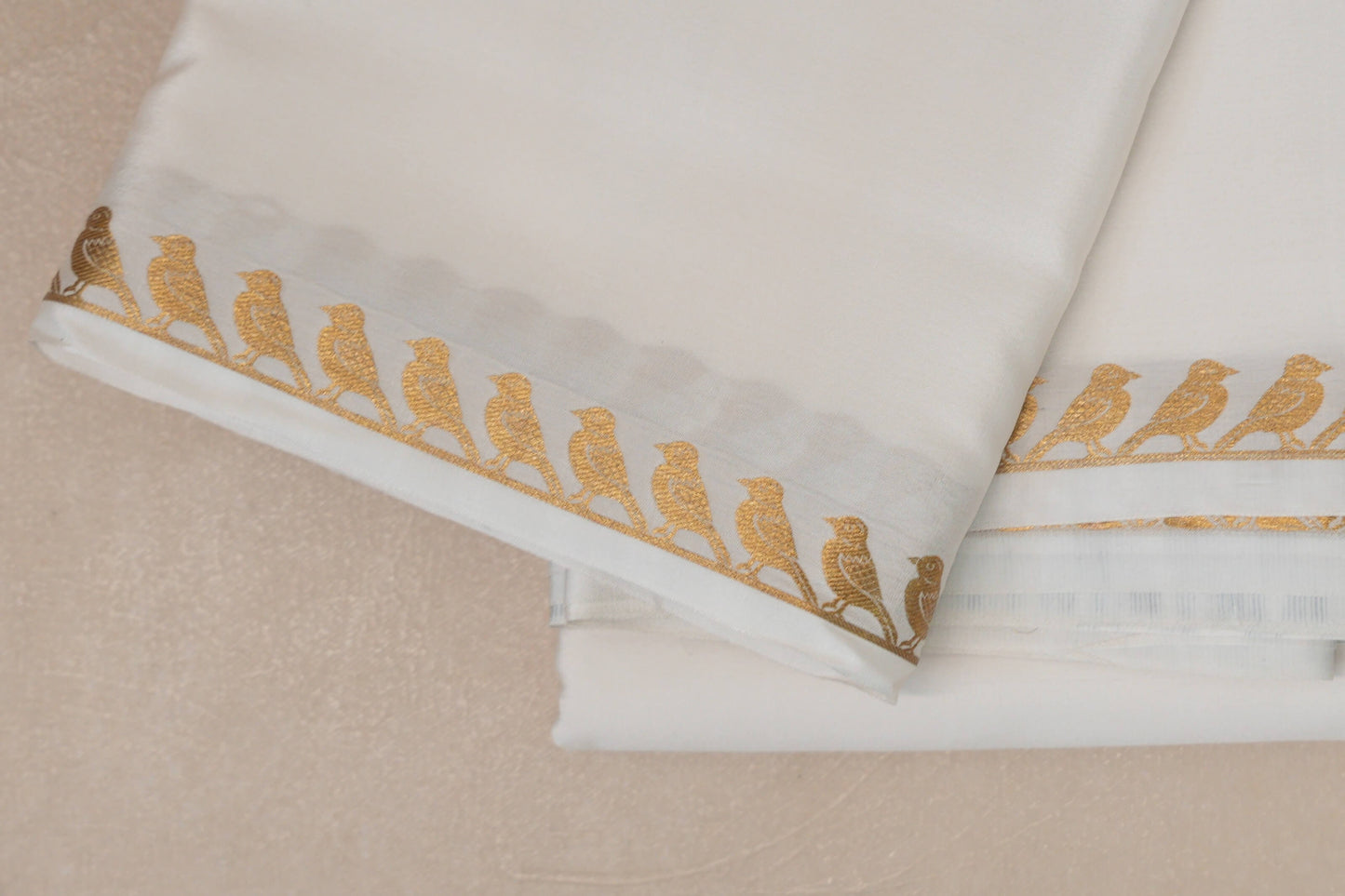Milk White Mysore Silk Saree  border zoom