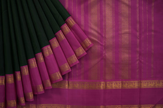 Bottle green kanchipuram silk saree