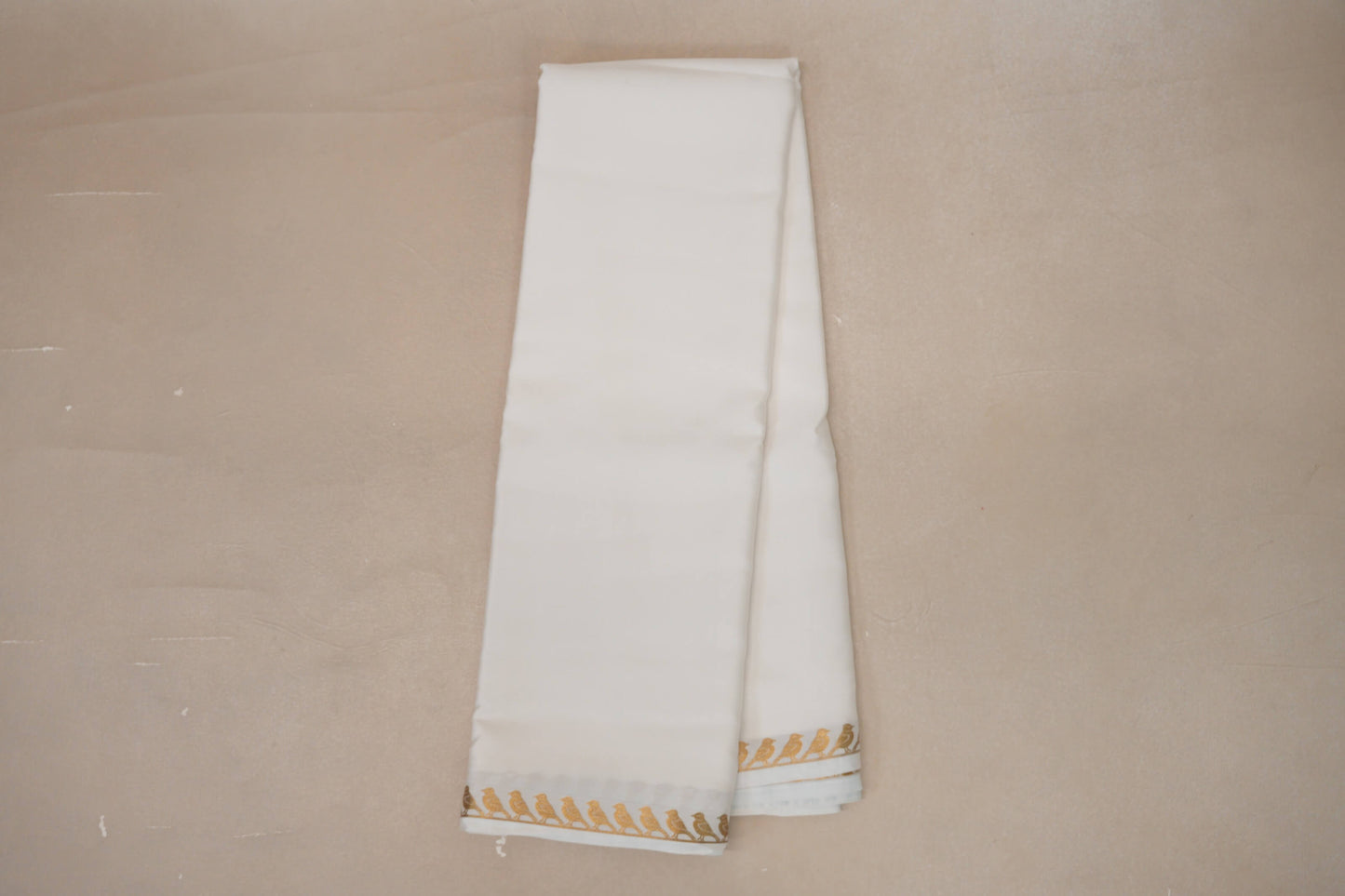 Milk White Mysore Silk Saree  folded online