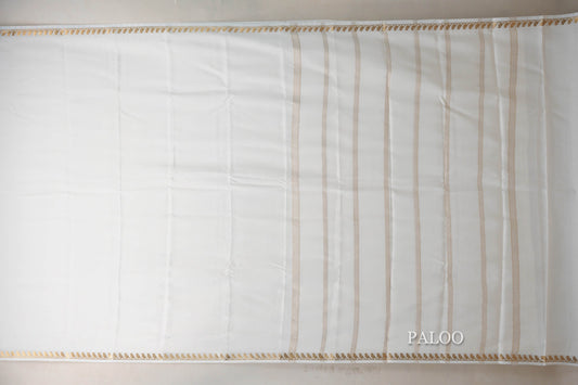 Milk White Mysore Silk Saree  paloo