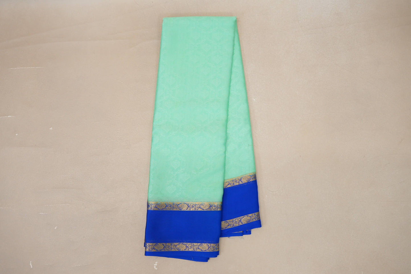 Bright Sea Green with Royal Blue Borders Mysore Silk Saree by Shreenivas Silks PSSR019026