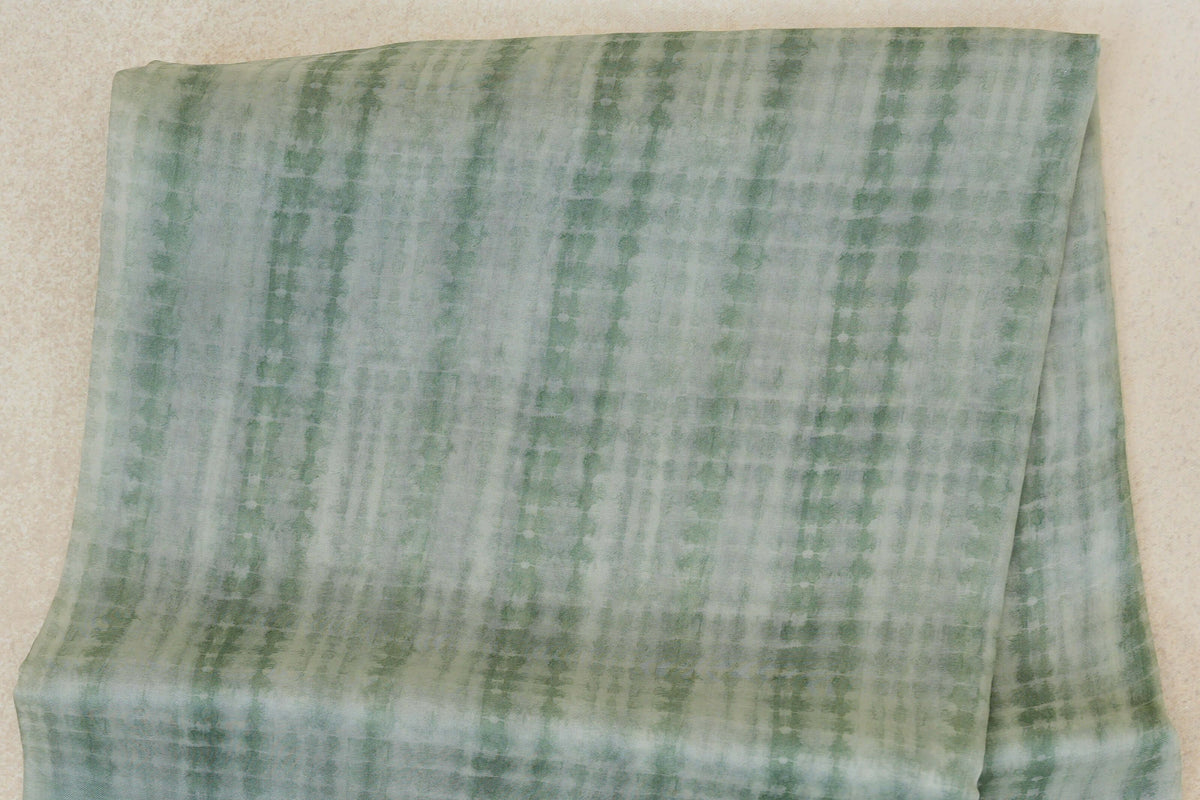 Pastel Mint Green with Sage Green Borders Organza Silk Saree body