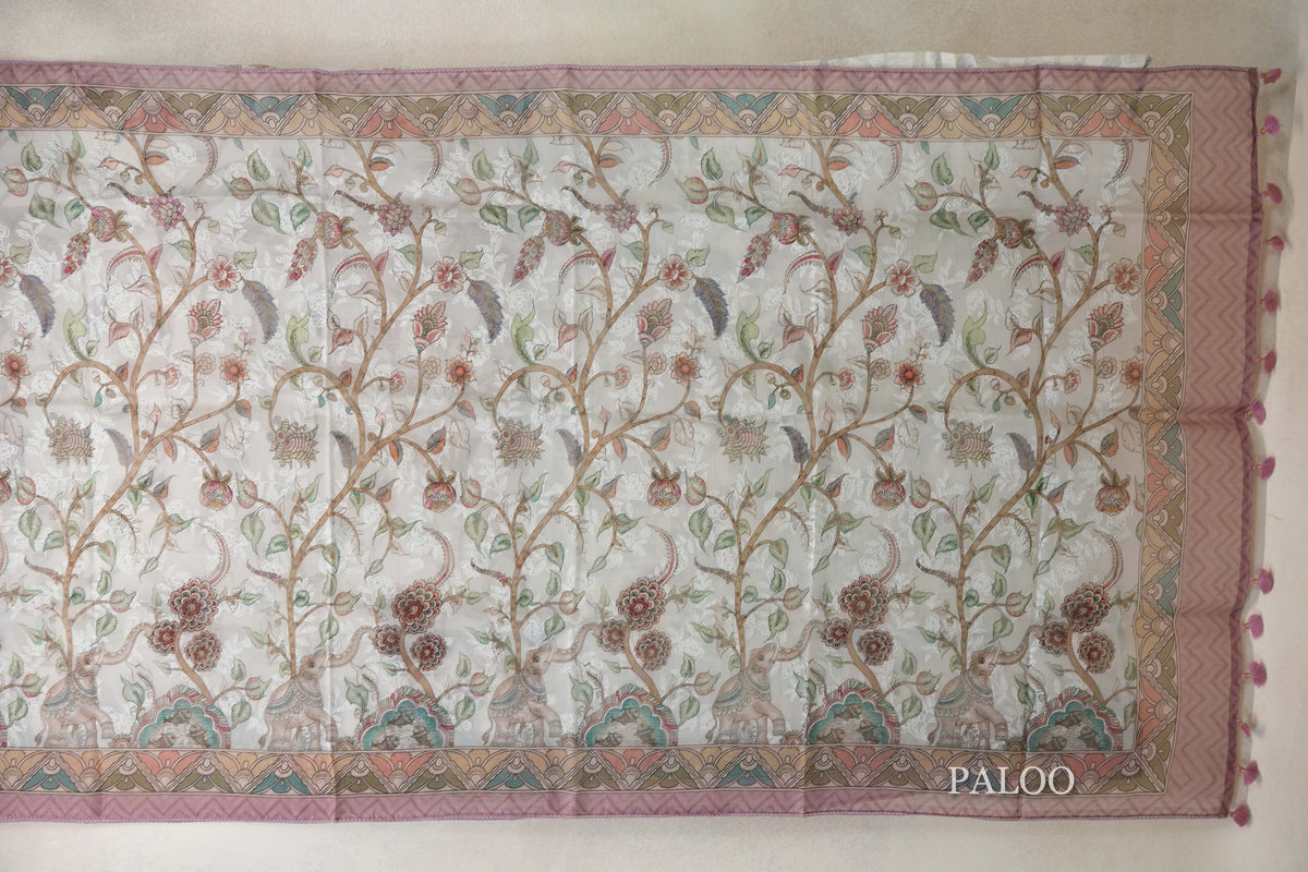 Multi Color Organza Silk Saree paloo