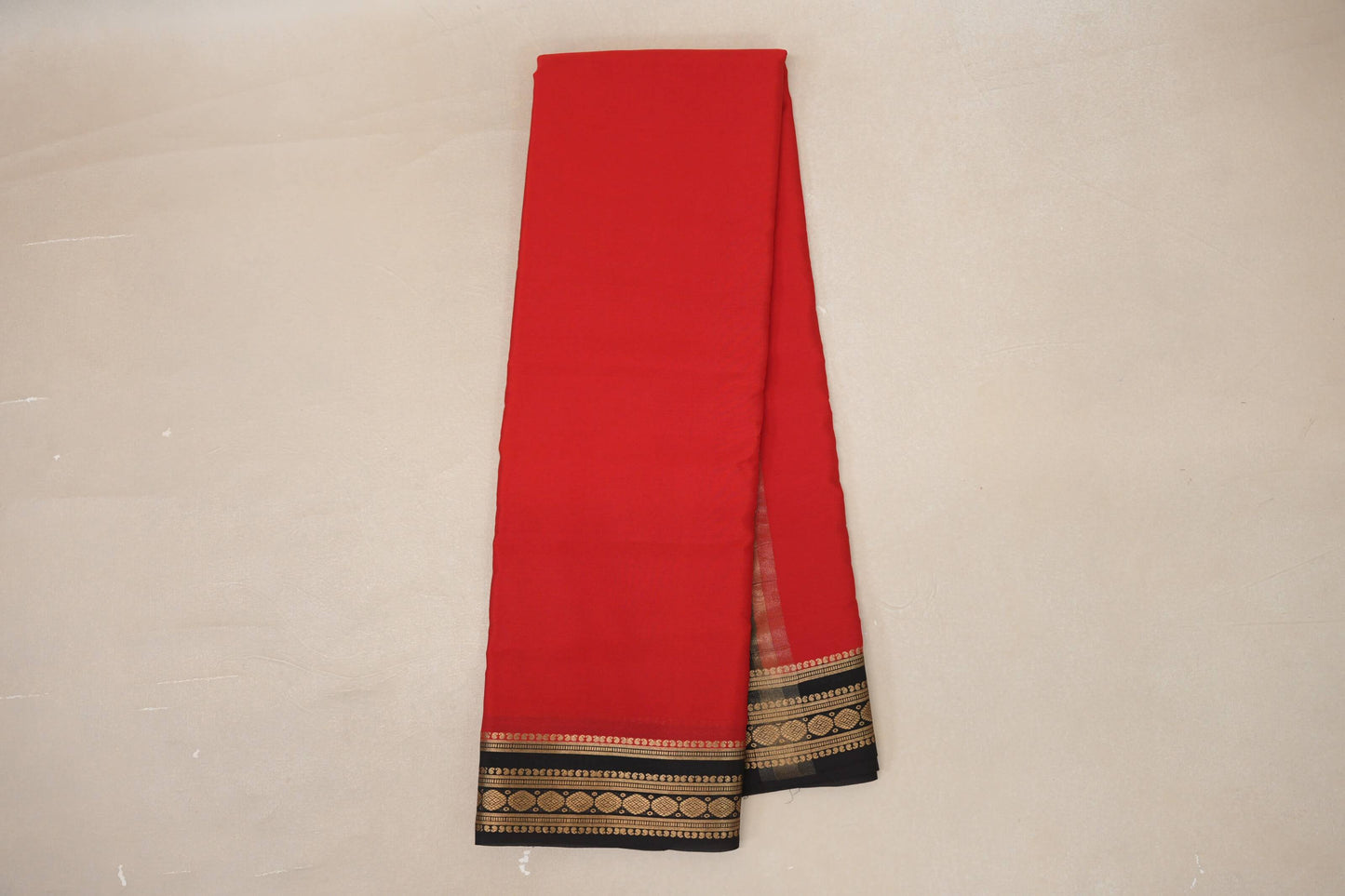 Bright Red with Dark Coffee Brown Borders Mysore Silk Saree by Shreenivas Silks PSSR019028