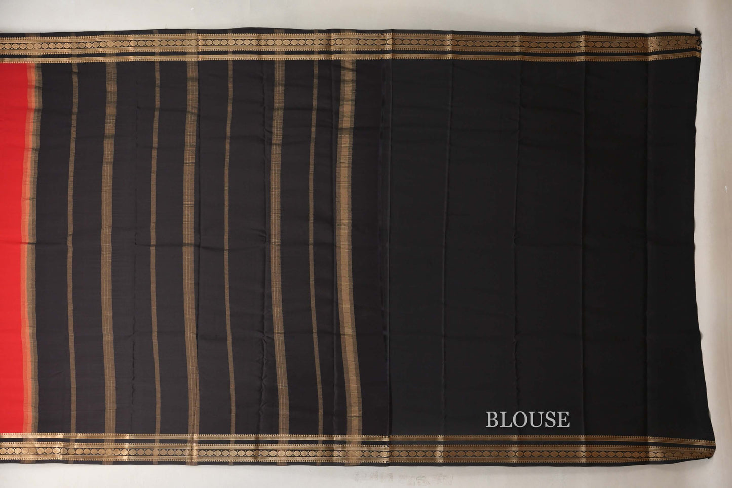 Bright Red with Dark Coffee Brown Borders Mysore Silk Saree by Shreenivas Silks PSSR019028