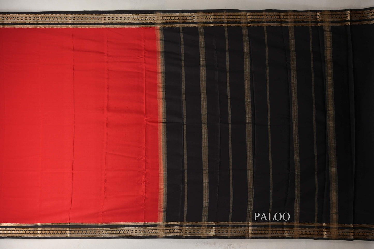 Bright Red with Dark Coffee Brown Borders Mysore Silk Saree by Shreenivas Silks PSSR019028