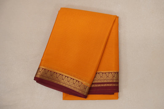 Mustard Orange with Maroon Borders Mysore Silk Saree by Shreenivas Silks PSSR019030
