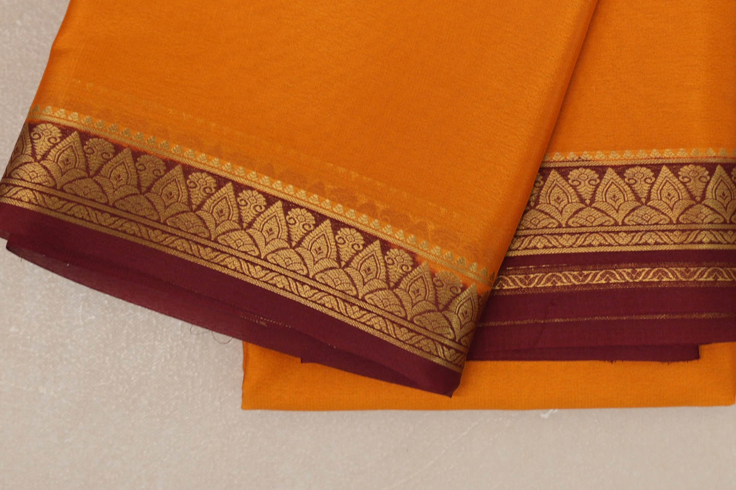 Mustard Orange with Maroon Borders Mysore Silk Saree by Shreenivas Silks PSSR019030