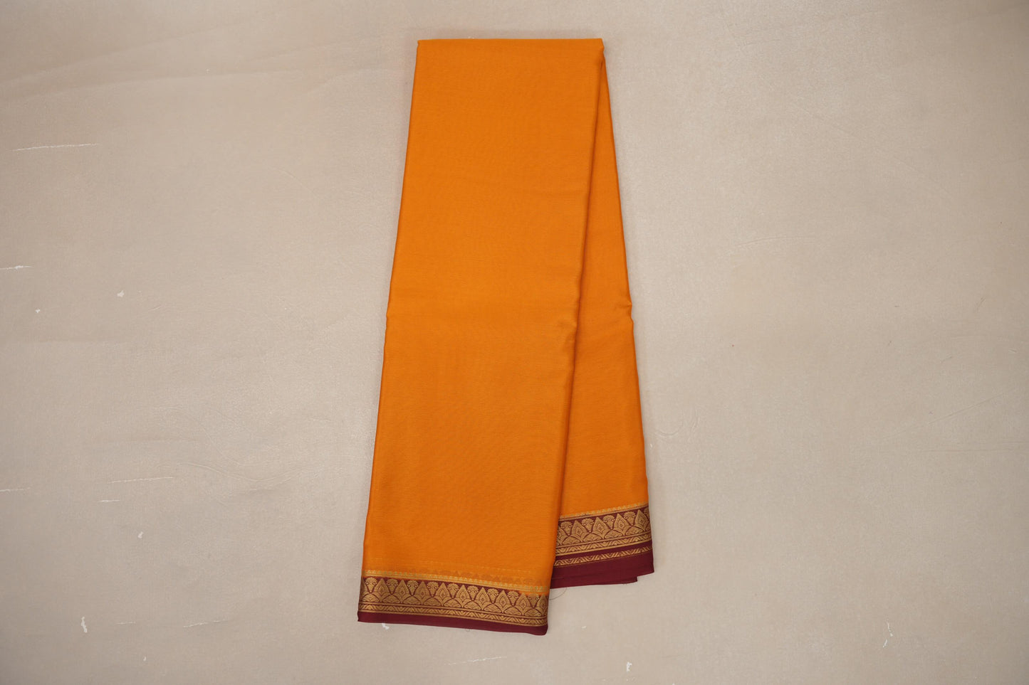 Mustard Orange with Maroon Borders Mysore Silk Saree by Shreenivas Silks PSSR019030