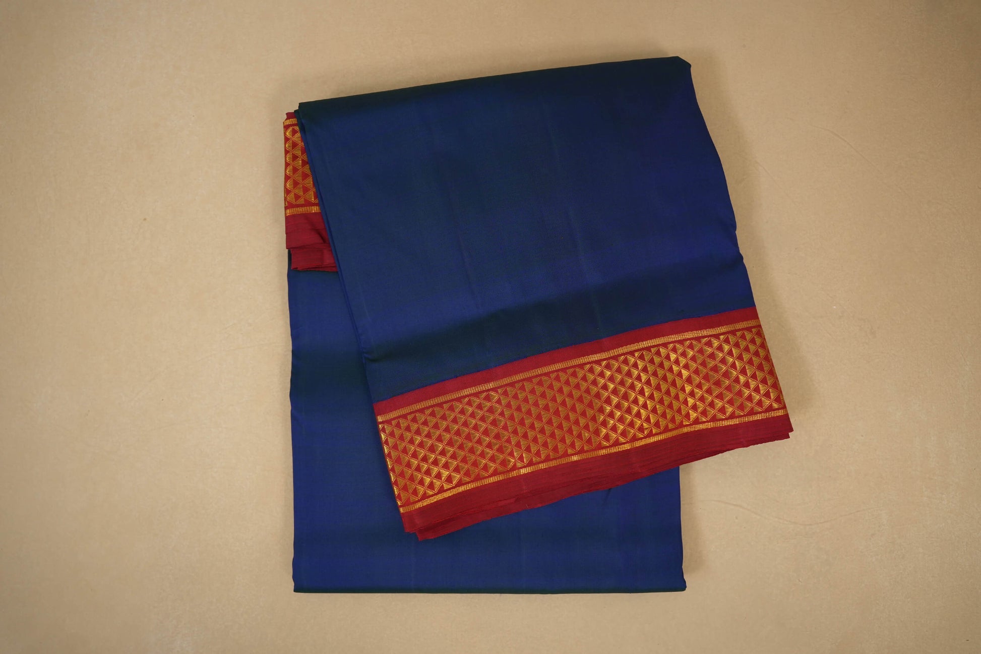 Dark peacock blue ten yards madisar silk saree