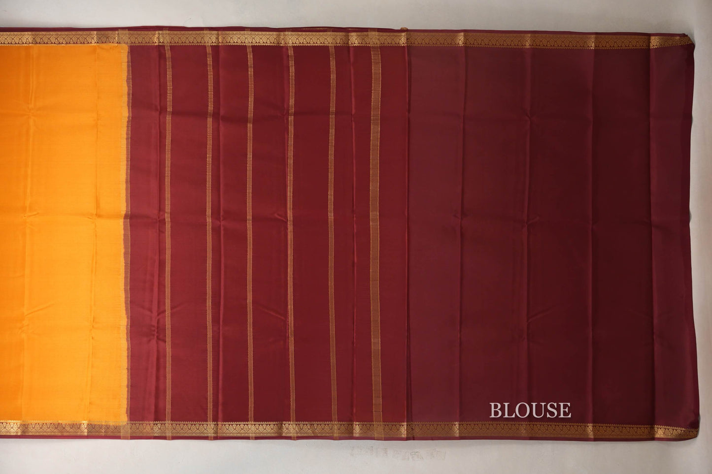 Mustard Orange with Maroon Borders Mysore Silk Saree by Shreenivas Silks PSSR019030