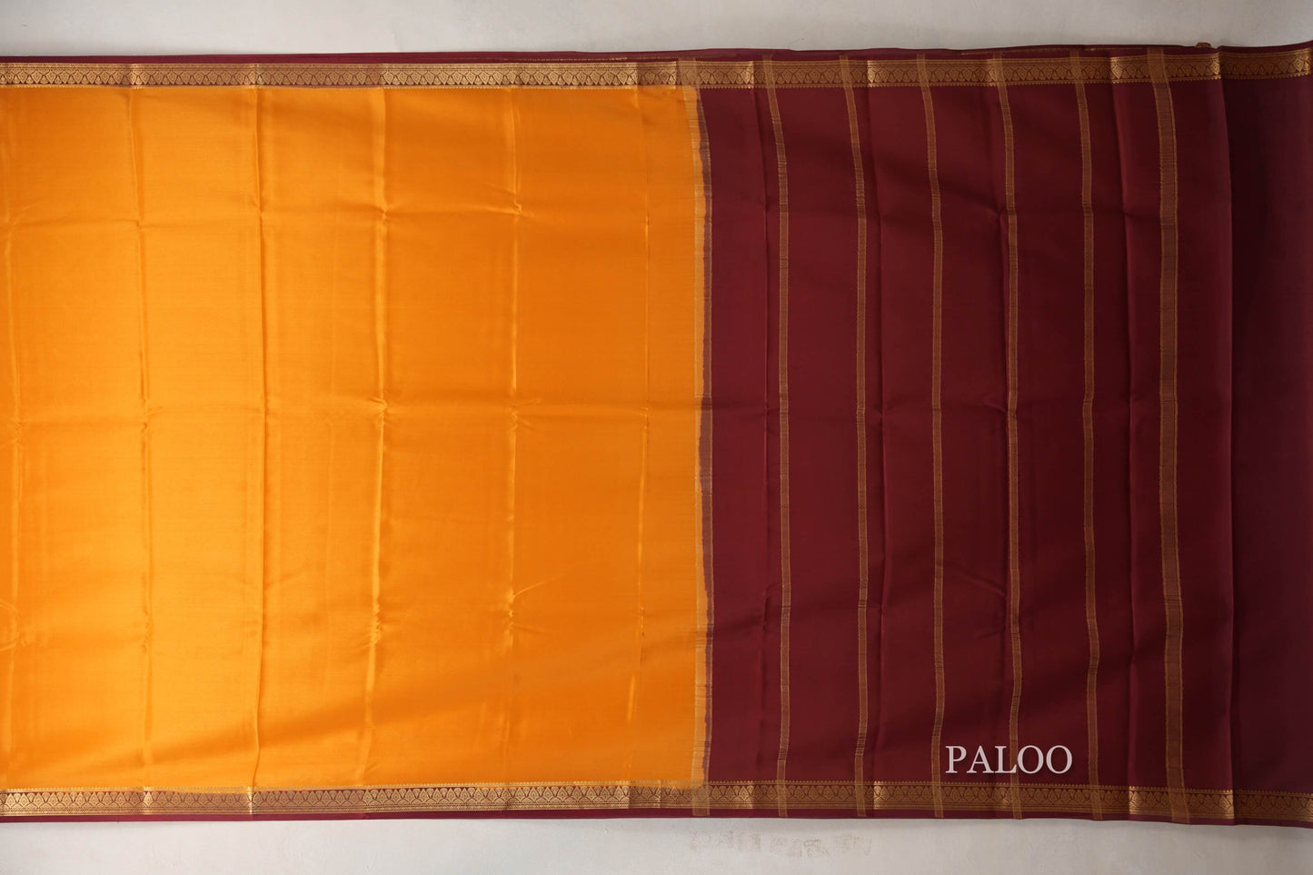 Mustard Orange with Maroon Borders Mysore Silk Saree by Shreenivas Silks PSSR019030