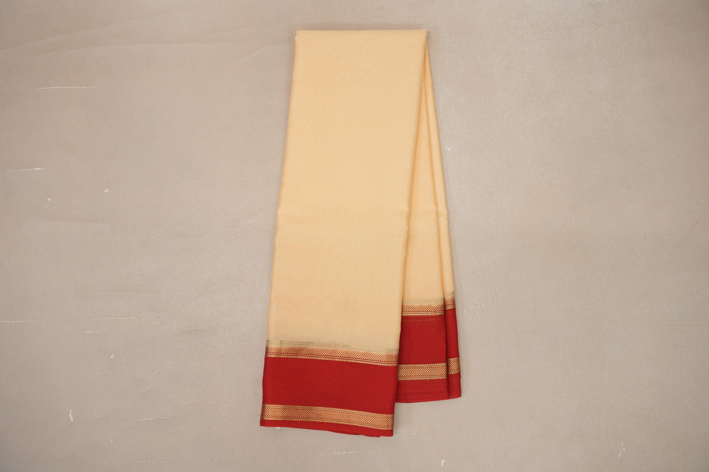 Light Yellow with Bright Red Borders Mysore Silk Saree by Shreenivas Silks PSSR019031
