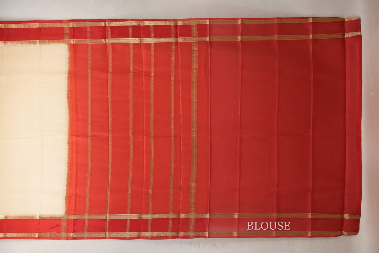 Light Yellow with Bright Red Borders Mysore Silk Saree by Shreenivas Silks PSSR019031