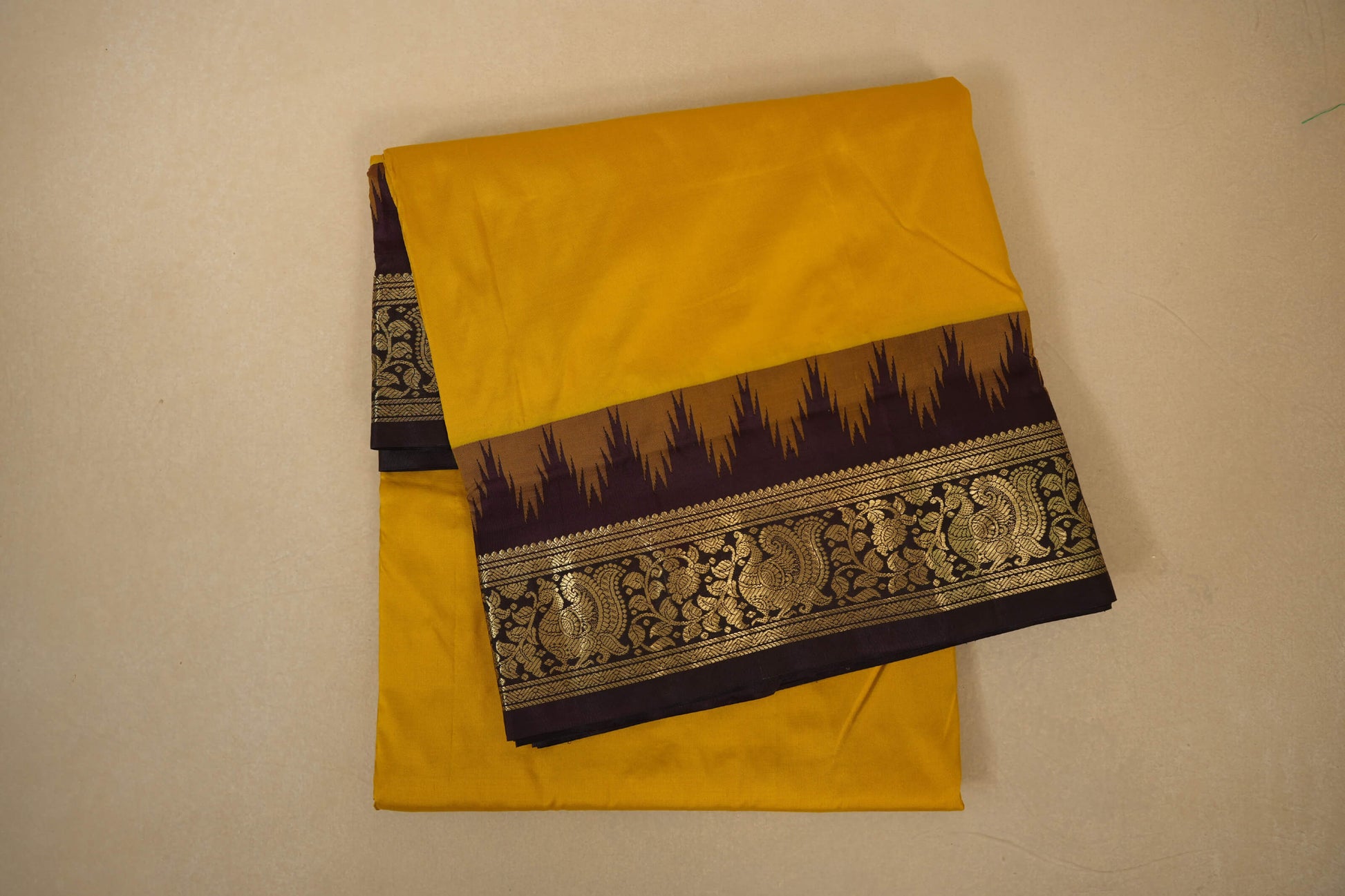 Mustard ten yards madisar silk saree