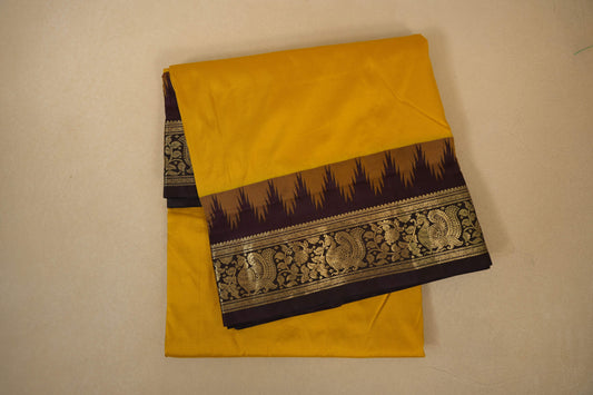 Mustard ten yards madisar silk saree