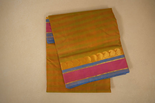 Mustard with green dual tone ten yards madisar silk saree