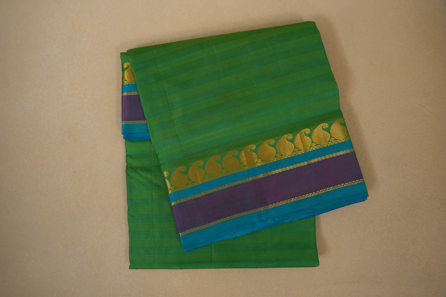 Green ten yards madisar silk saree