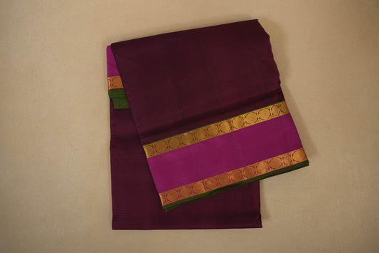 Burgundy ten yards madisar silk saree