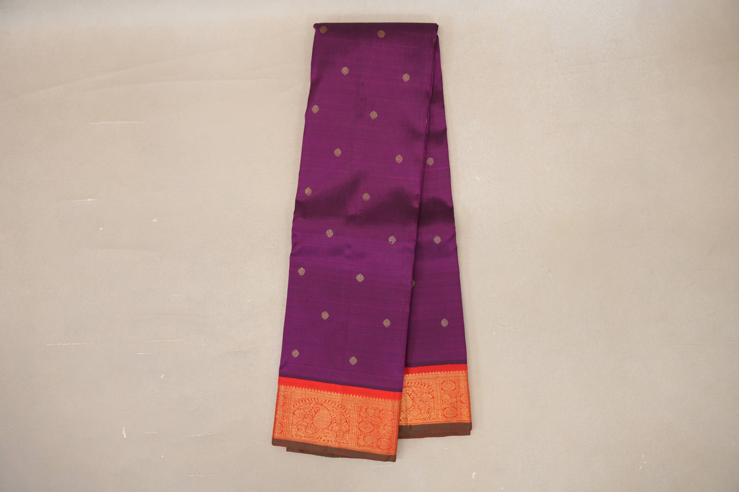 Deep Magenta with Bright Red Borders and Manthulir Selvedge Vintage Heirloom Kanjivaram Silk Saree by Shreenivas Silks PSSR019036
