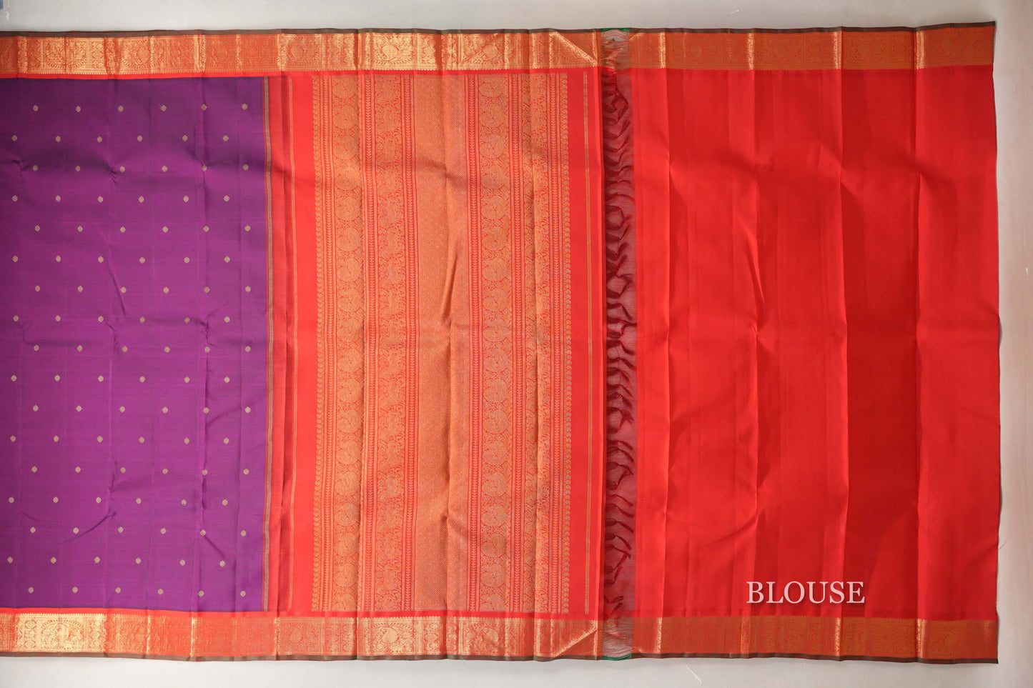 Deep Magenta with Bright Red Borders and Manthulir Selvedge Vintage Heirloom Kanjivaram Silk Saree by Shreenivas Silks PSSR019036
