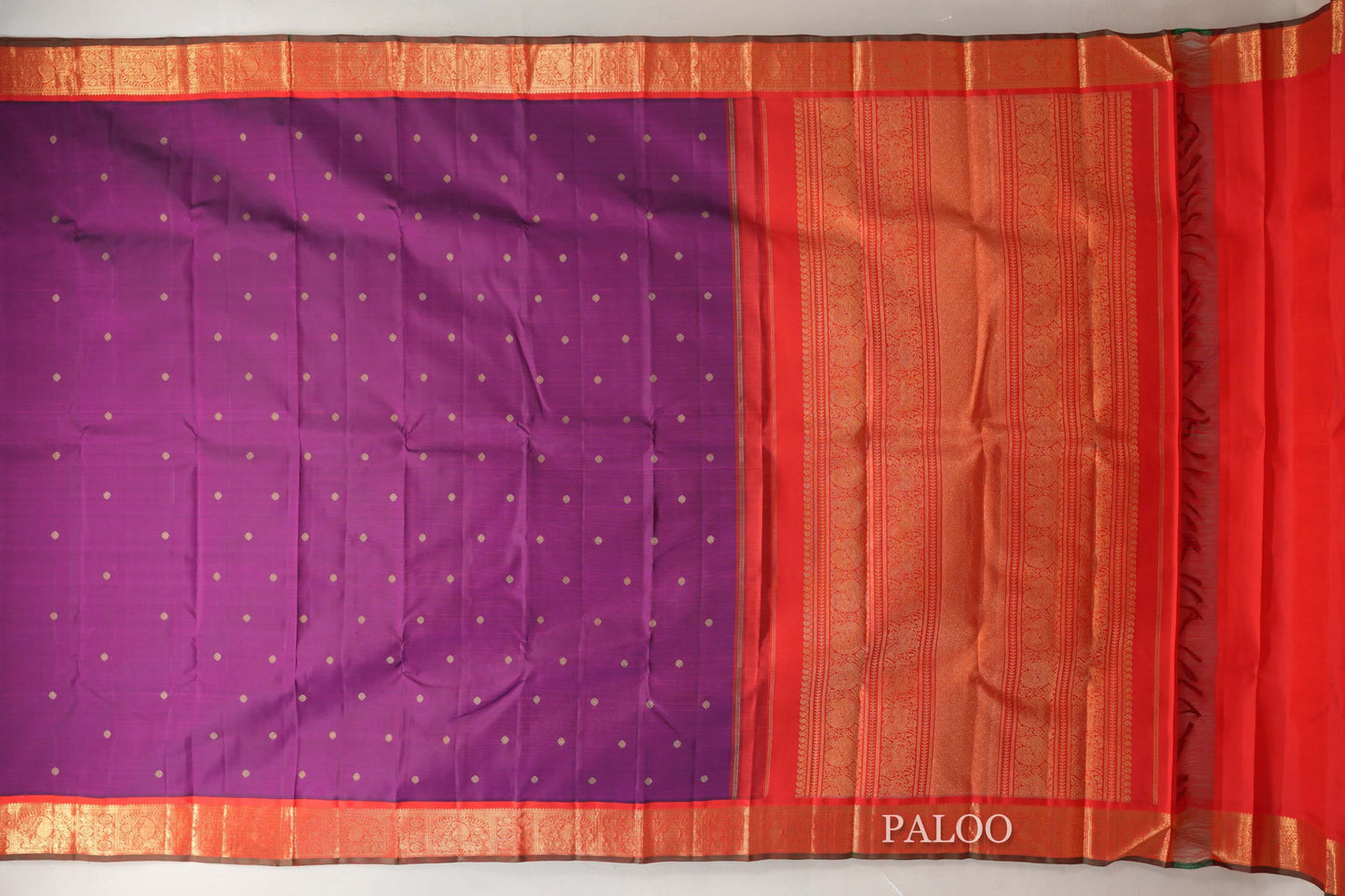 Deep Magenta with Bright Red Borders and Manthulir Selvedge Vintage Heirloom Kanjivaram Silk Saree by Shreenivas Silks PSSR019036