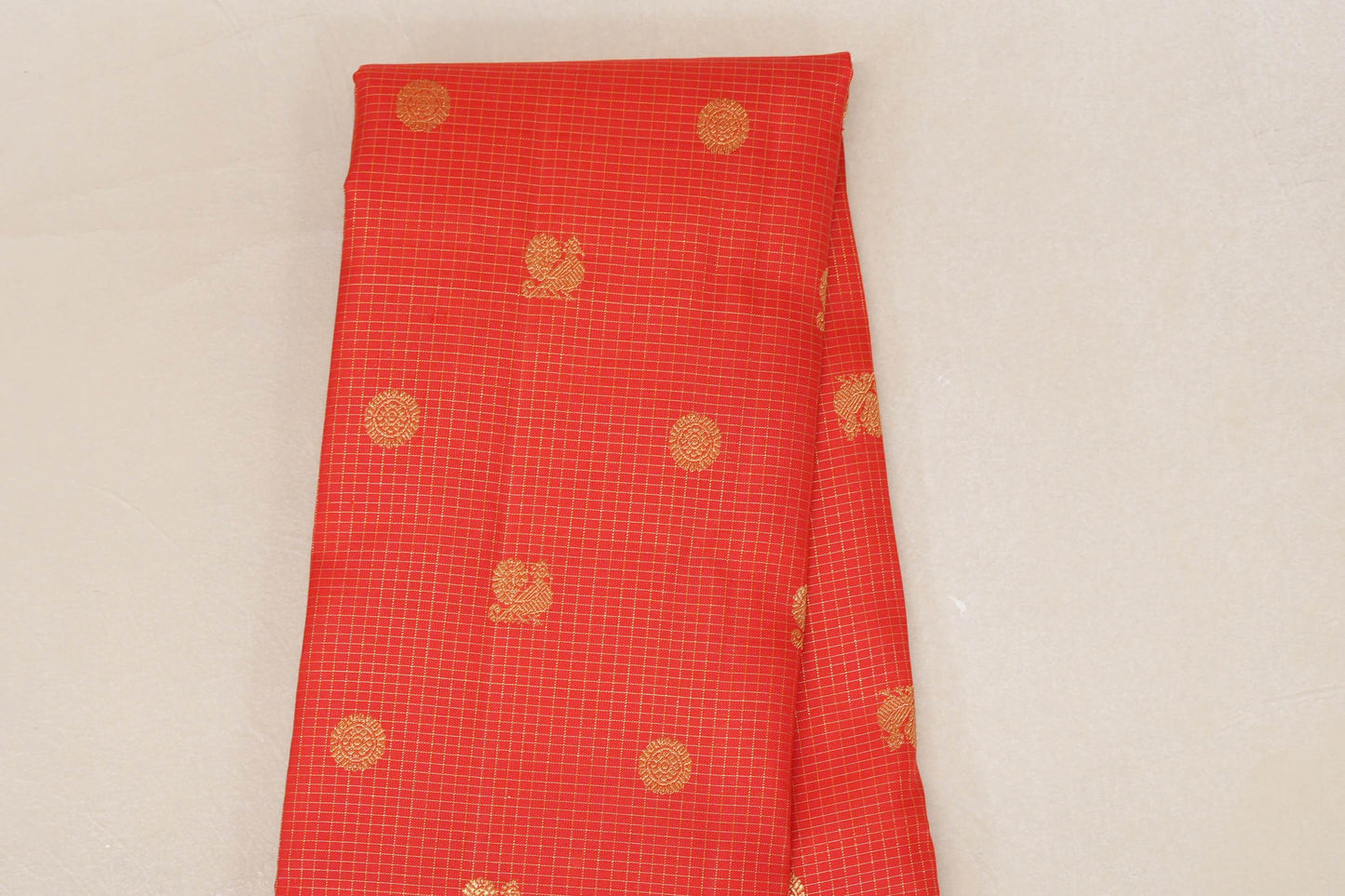 Bright Red with Dual Tone Red and Green Selvedge Borders Vintage Heirloom Kanjivaram Silk Saree by Shreenivas Silks PSSR019037