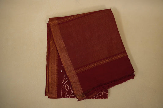 Red mangalgiri cotton bandhani saree